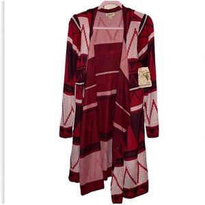 One World Brown and Red western Cardigan